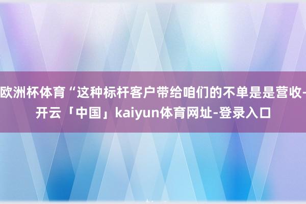 欧洲杯体育“这种标杆客户带给咱们的不单是是营收-开云「中国」kaiyun体育网址-登录入口